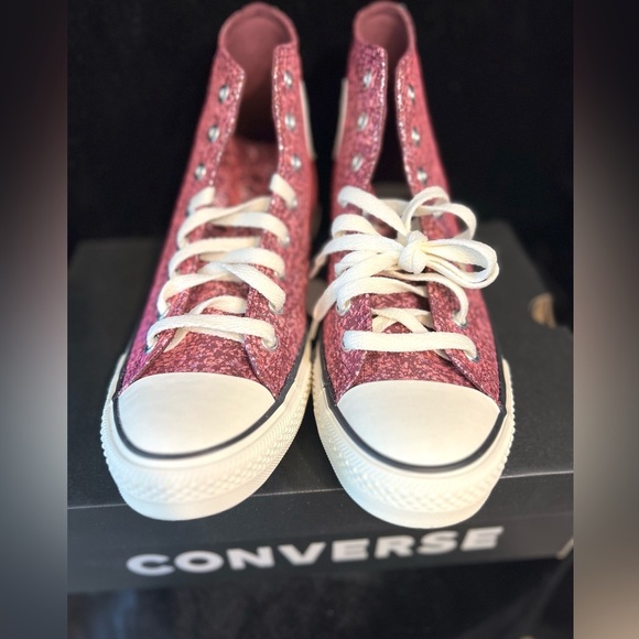 CONVERSE Orchid Abyss/Egret/Black Chuck Taylor All Star Glitter SZ 11 - Picture 7 of 16